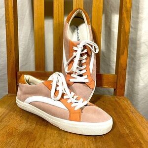 Madewell Orange and Pink Sneakers Retro-Inspired Suede Size 8